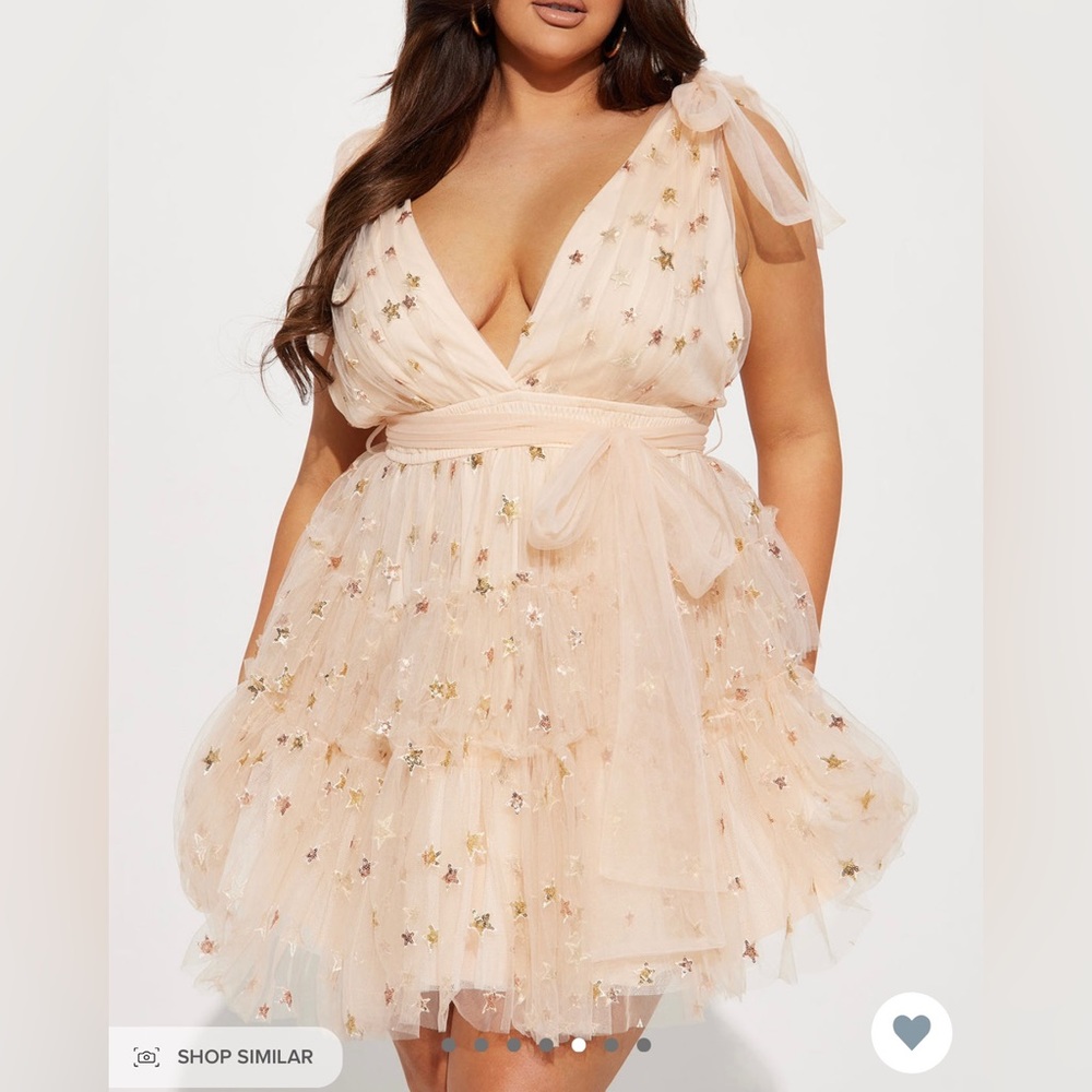 Fashion Nova Seeing Stars Tulle Mini Dress in Blush